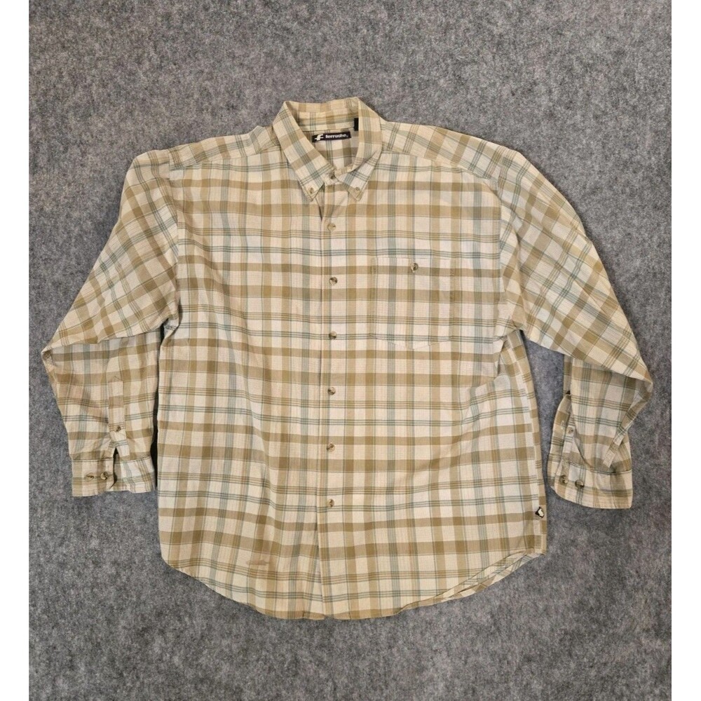 Ferruche Casual Basics Mens Size XL Beige Plaind Button Down Long Sleeve Shirt